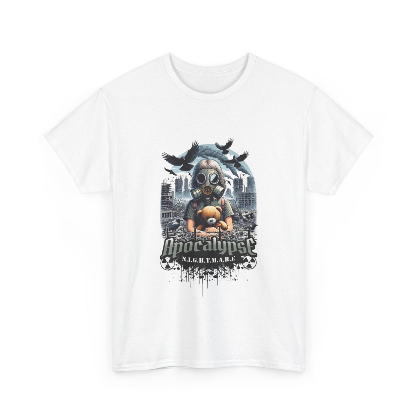 Apocalyptic-Themed Unisex Heavy Cotton Tee, Streetwear Shirt, Graphic Tee, Gift for Gamers, Casual Fashion, Unique Design