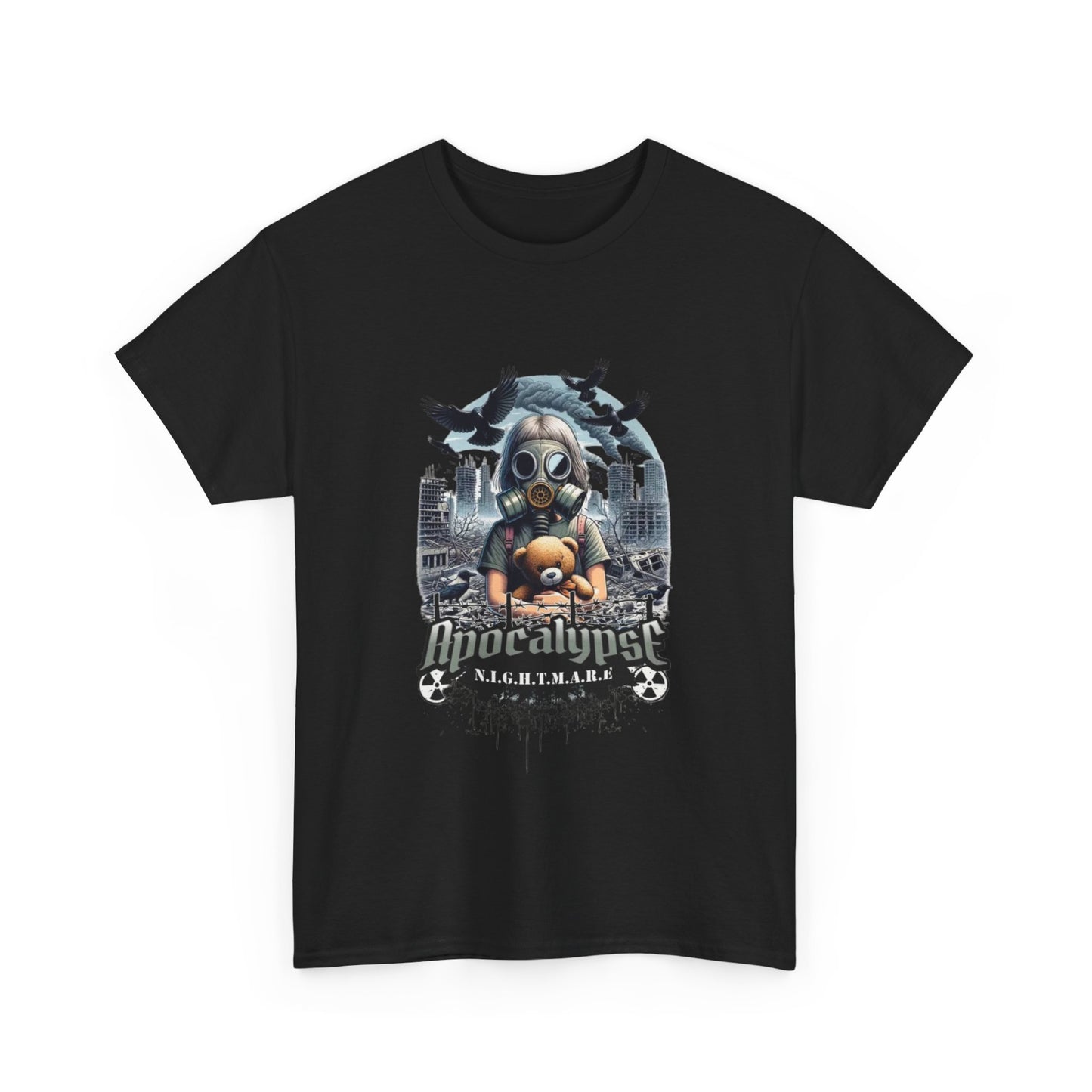 Apocalyptic-Themed Unisex Heavy Cotton Tee, Streetwear Shirt, Graphic Tee, Gift for Gamers, Casual Fashion, Unique Design