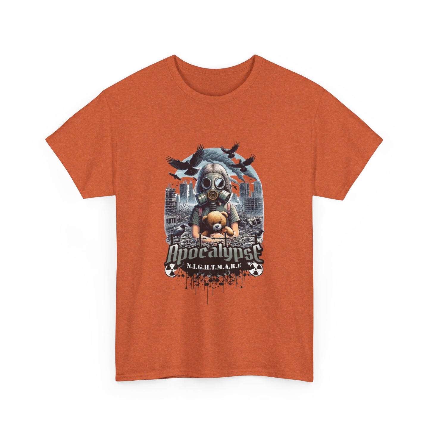 Apocalyptic-Themed Unisex Heavy Cotton Tee, Streetwear Shirt, Graphic Tee, Gift for Gamers, Casual Fashion, Unique Design