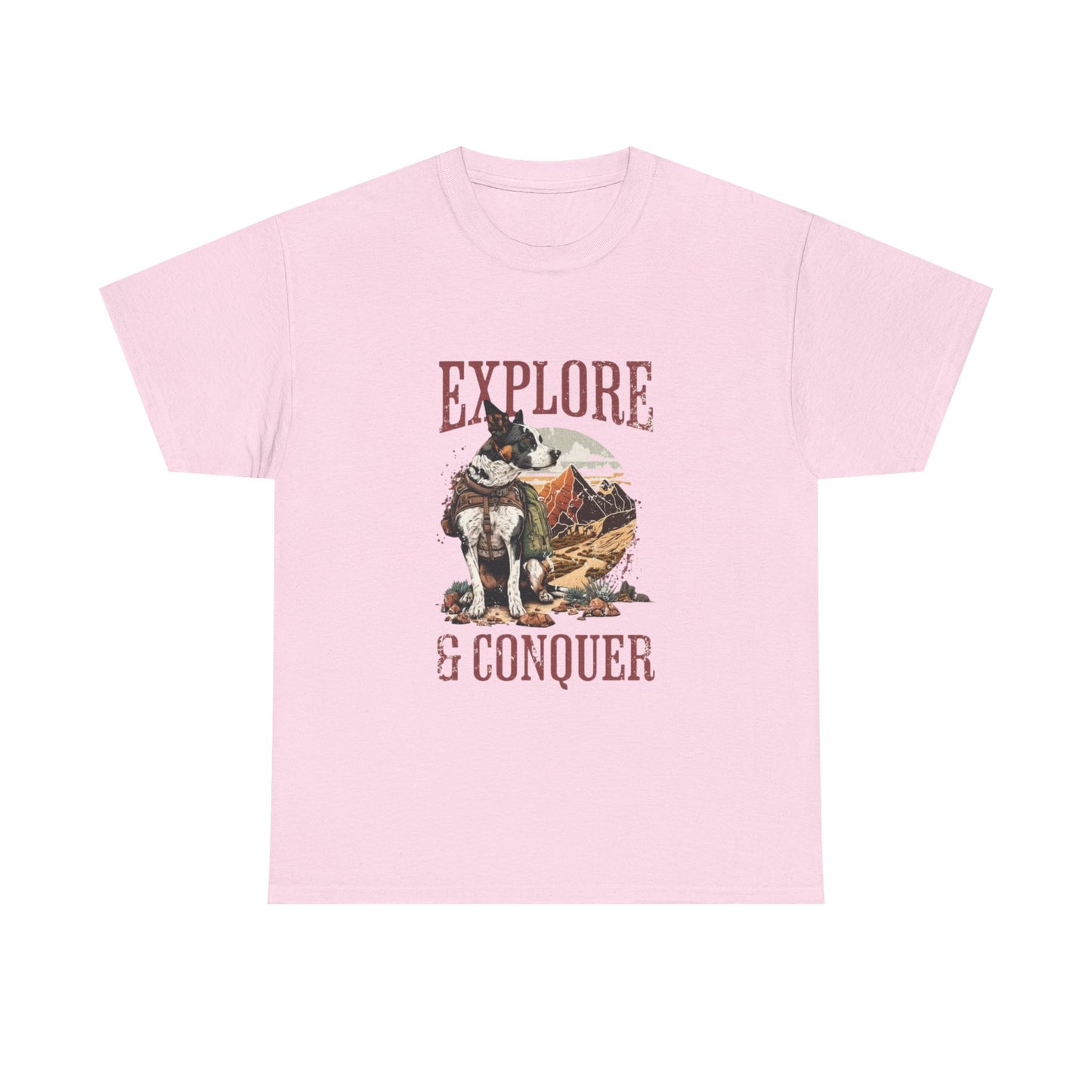 Adventure Inspired Unisex Heavy Cotton Tee, Explore & Conquer Shirt, Outdoor Lover Gift, Hiking Apparel, Casual Everyday Wear