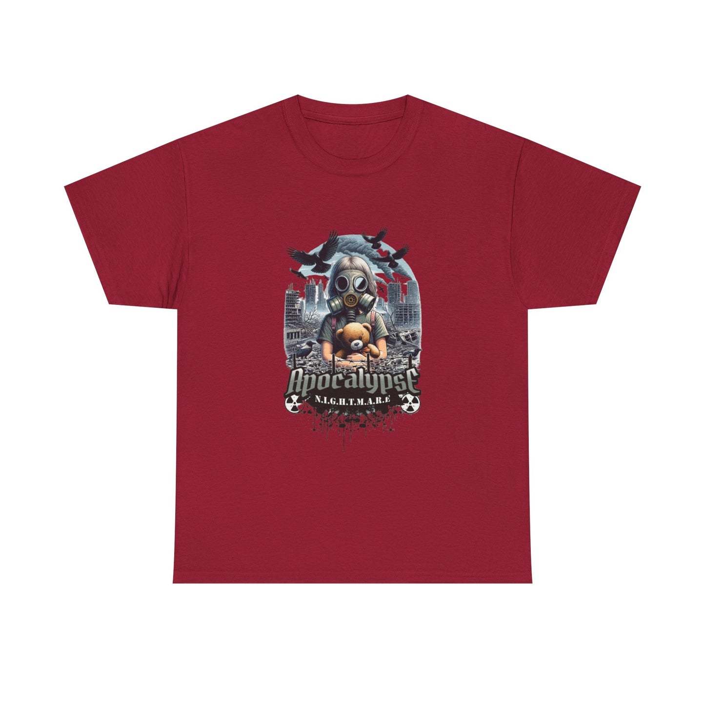 Apocalyptic-Themed Unisex Heavy Cotton Tee, Streetwear Shirt, Graphic Tee, Gift for Gamers, Casual Fashion, Unique Design