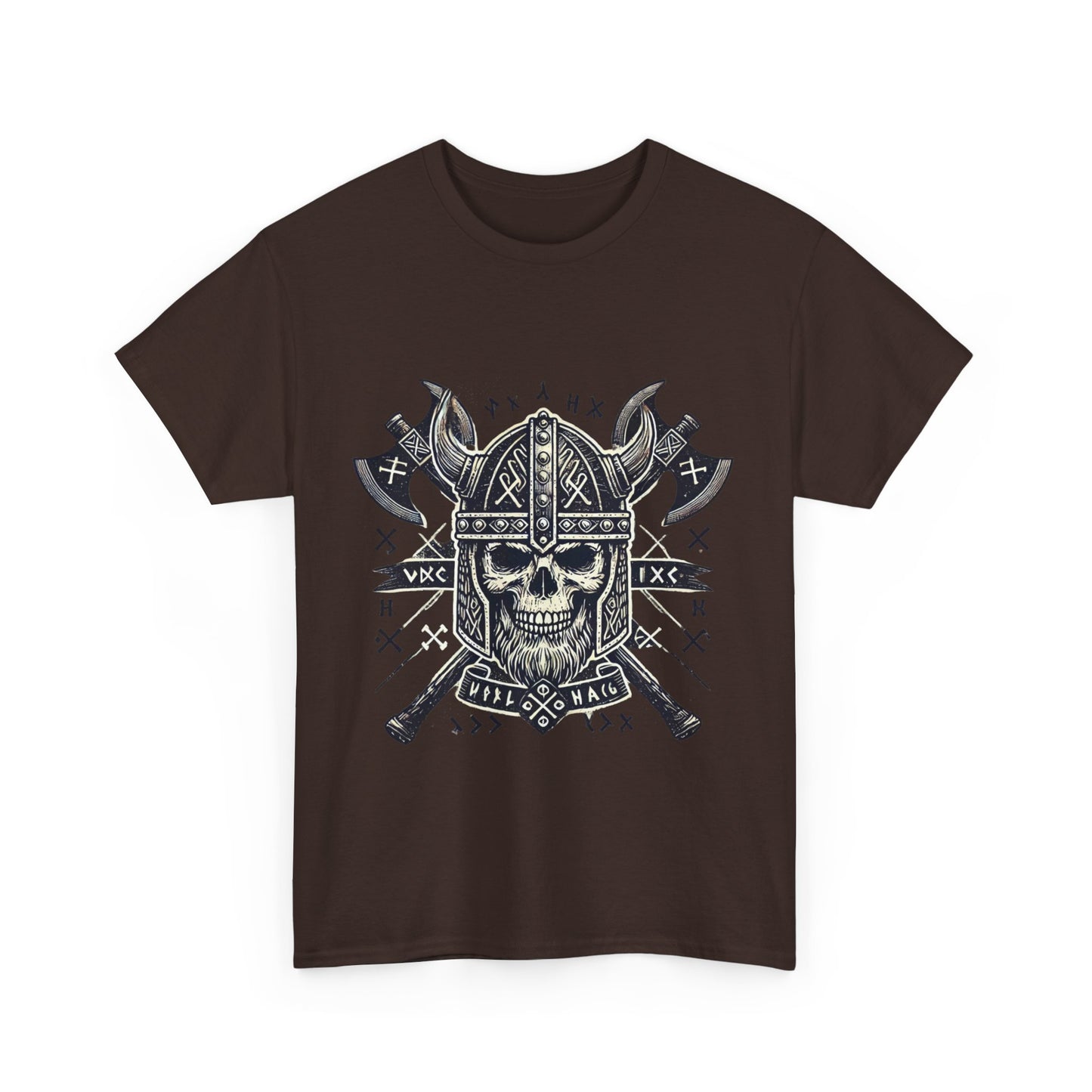 Bold Viking Skull Tee, Unisex Cotton Shirt, Norse Mythology Apparel, Heavyweight Graphic Tee, Perfect for Casual Wear