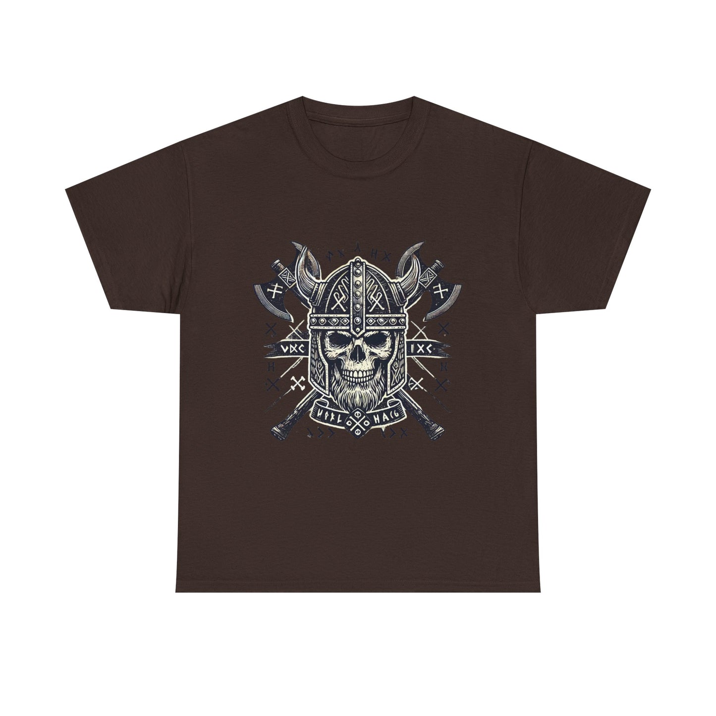 Bold Viking Skull Tee, Unisex Cotton Shirt, Norse Mythology Apparel, Heavyweight Graphic Tee, Perfect for Casual Wear