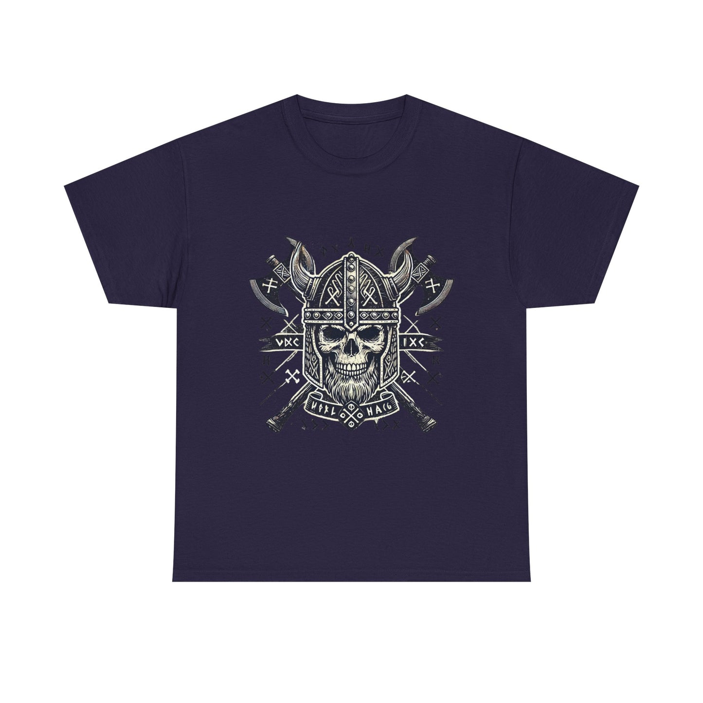 Bold Viking Skull Tee, Unisex Cotton Shirt, Norse Mythology Apparel, Heavyweight Graphic Tee, Perfect for Casual Wear