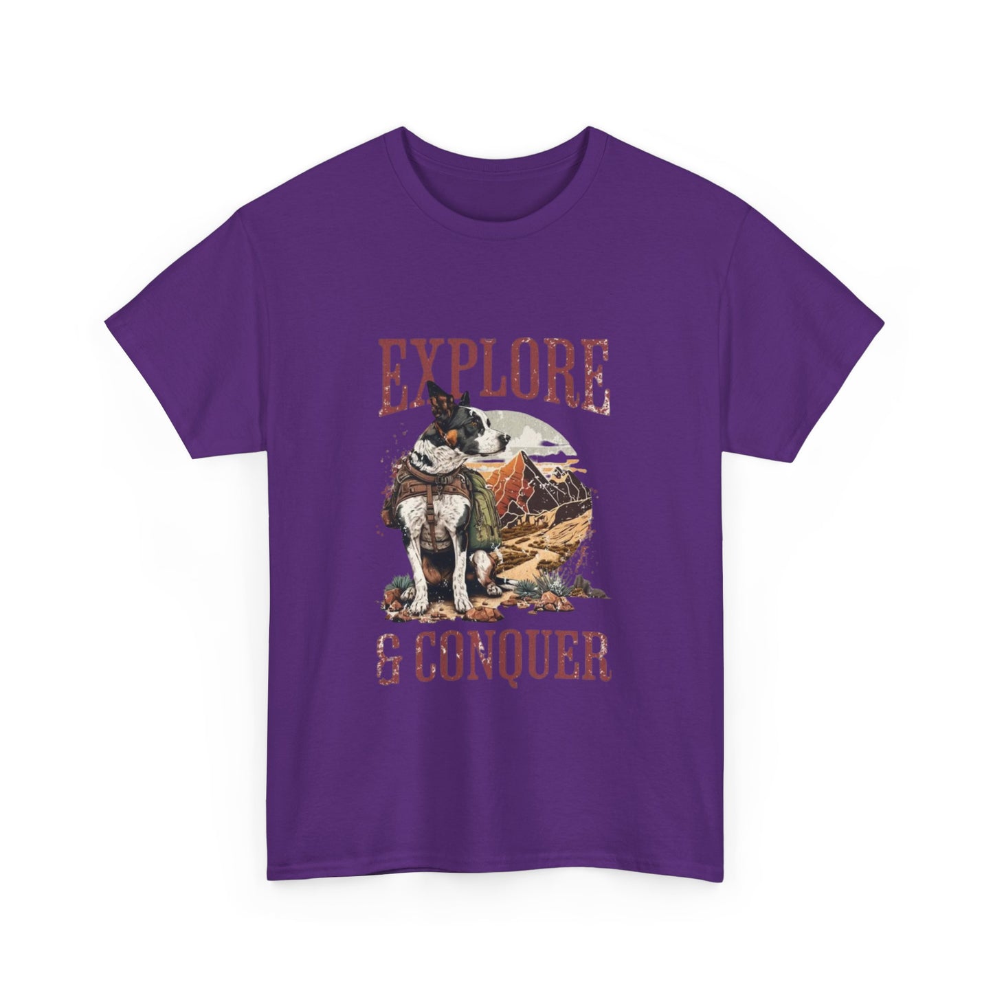 Adventure Inspired Unisex Heavy Cotton Tee, Explore & Conquer Shirt, Outdoor Lover Gift, Hiking Apparel, Casual Everyday Wear