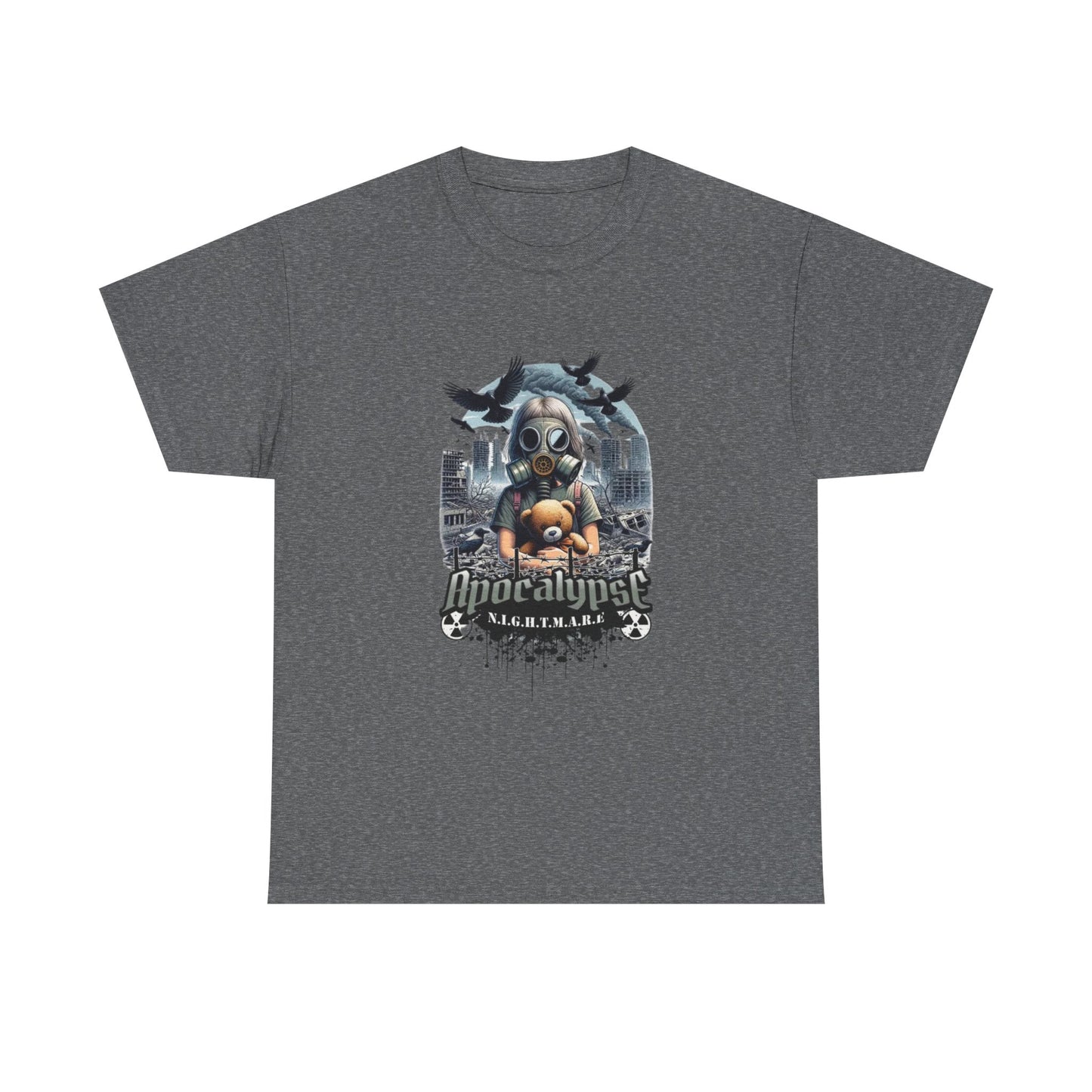 Apocalyptic-Themed Unisex Heavy Cotton Tee, Streetwear Shirt, Graphic Tee, Gift for Gamers, Casual Fashion, Unique Design