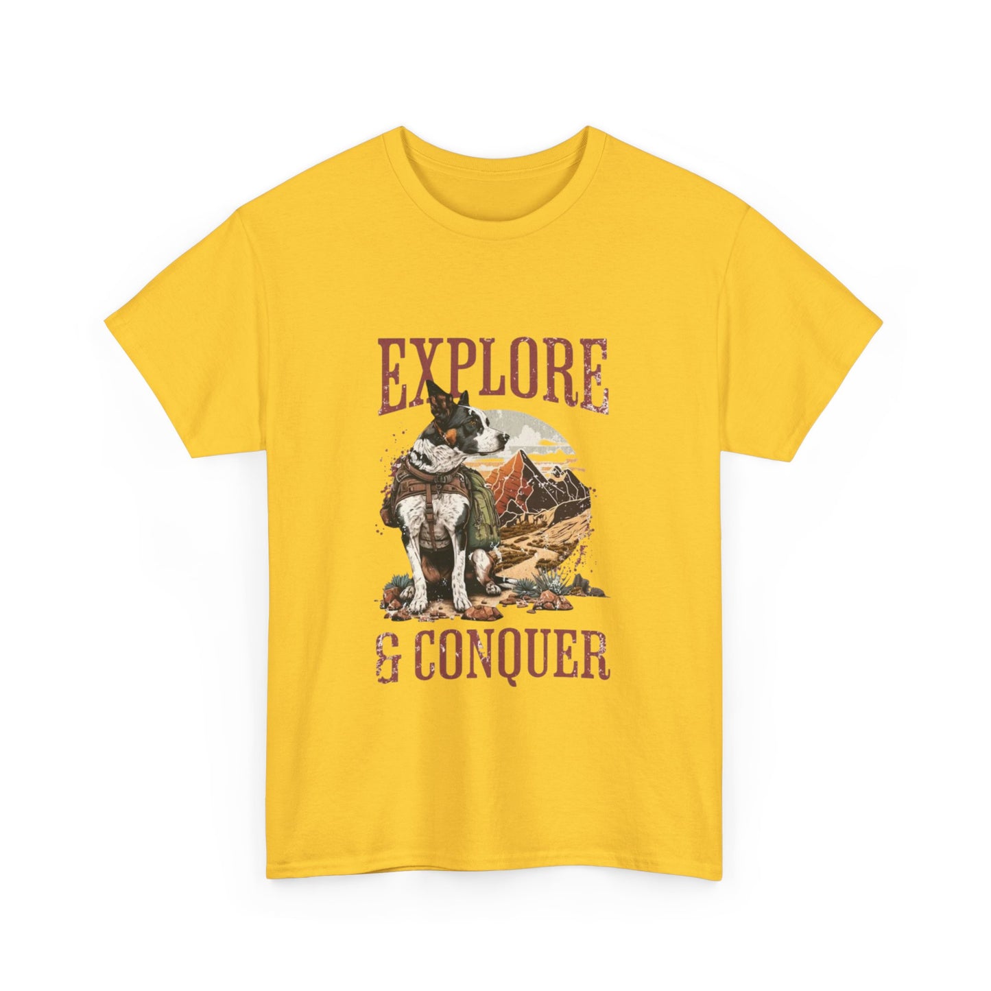 Adventure Inspired Unisex Heavy Cotton Tee, Explore & Conquer Shirt, Outdoor Lover Gift, Hiking Apparel, Casual Everyday Wear