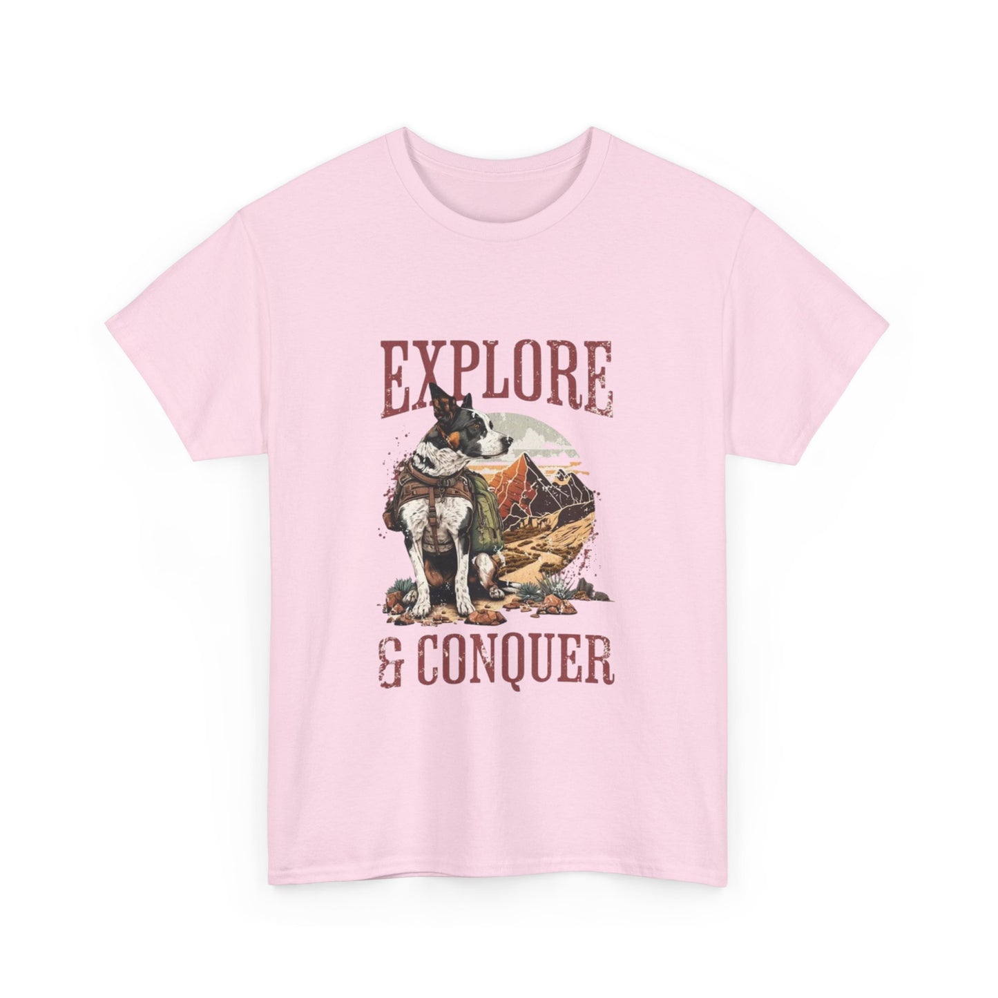 Adventure Inspired Unisex Heavy Cotton Tee, Explore & Conquer Shirt, Outdoor Lover Gift, Hiking Apparel, Casual Everyday Wear