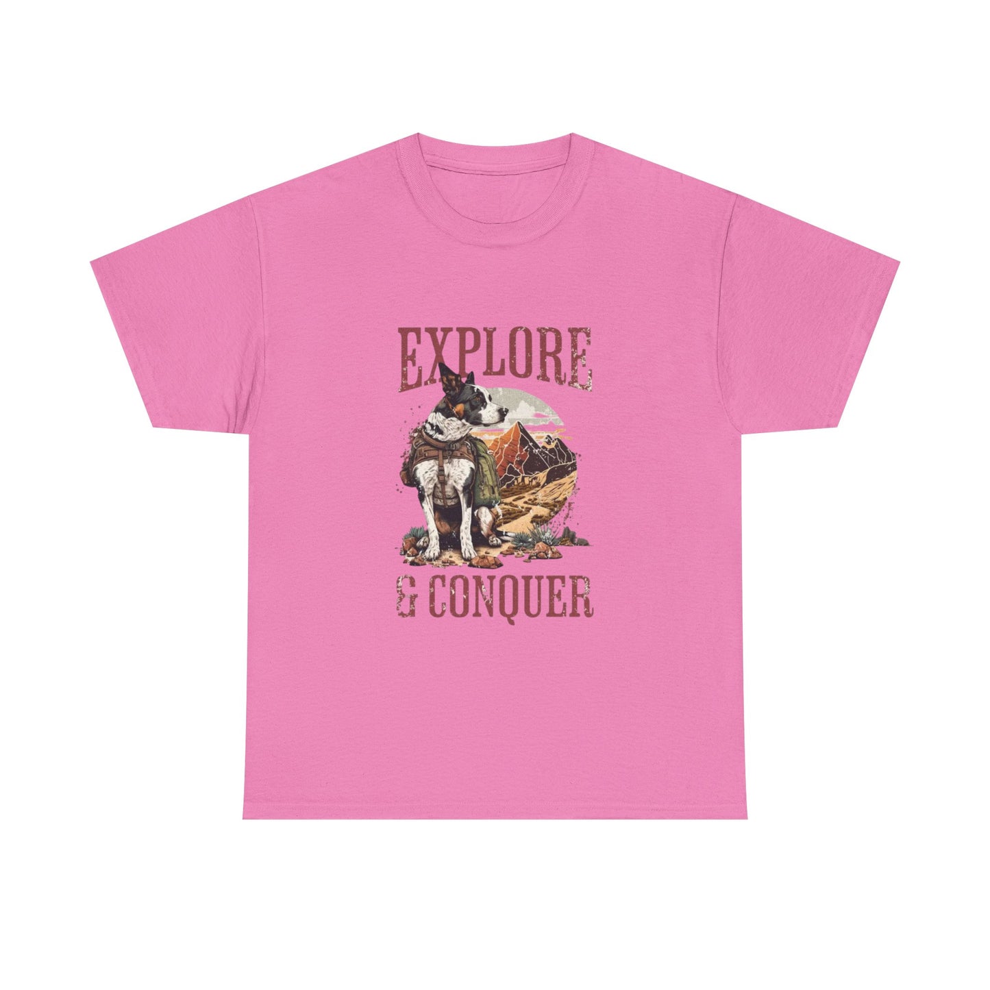 Adventure Inspired Unisex Heavy Cotton Tee, Explore & Conquer Shirt, Outdoor Lover Gift, Hiking Apparel, Casual Everyday Wear