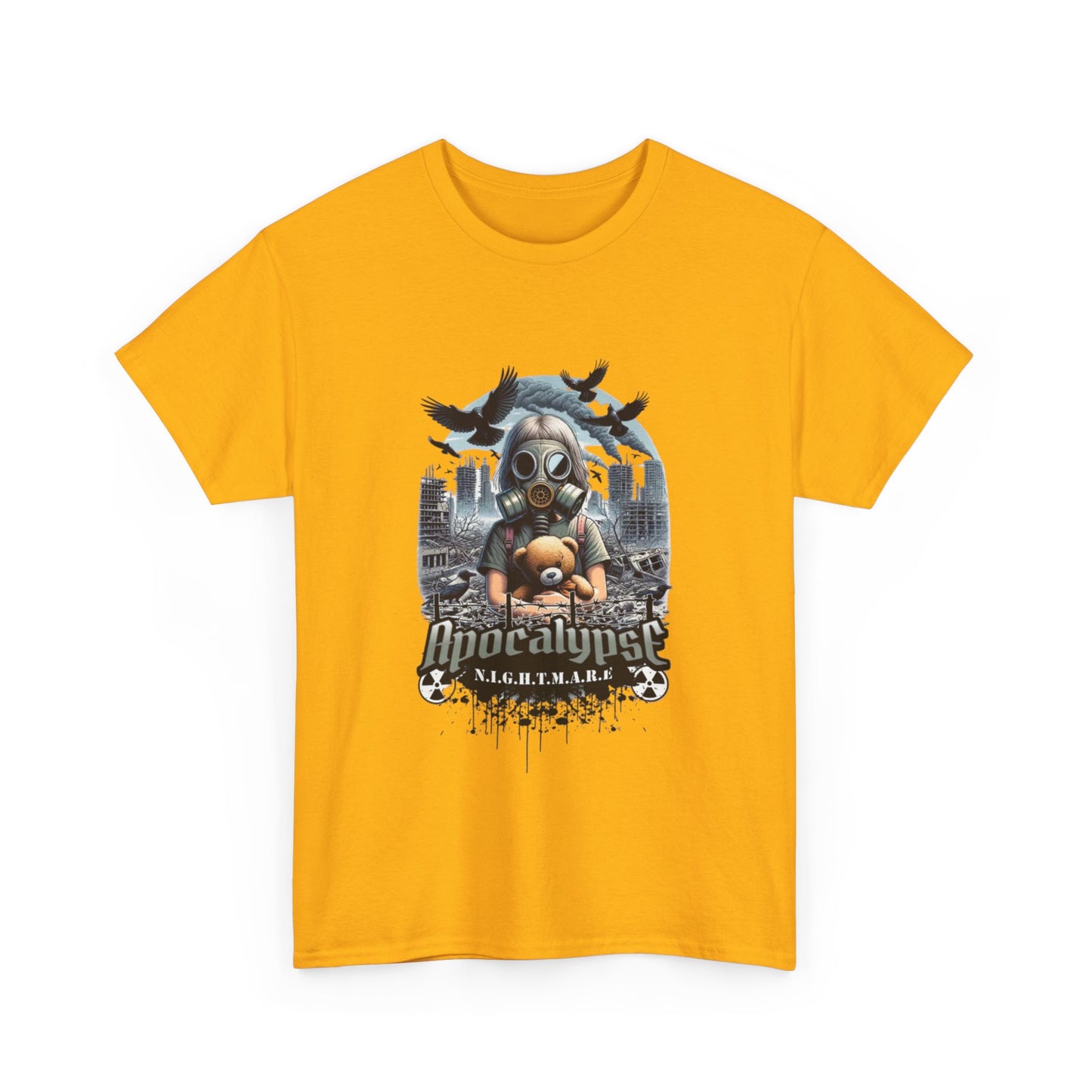 Apocalyptic-Themed Unisex Heavy Cotton Tee, Streetwear Shirt, Graphic Tee, Gift for Gamers, Casual Fashion, Unique Design