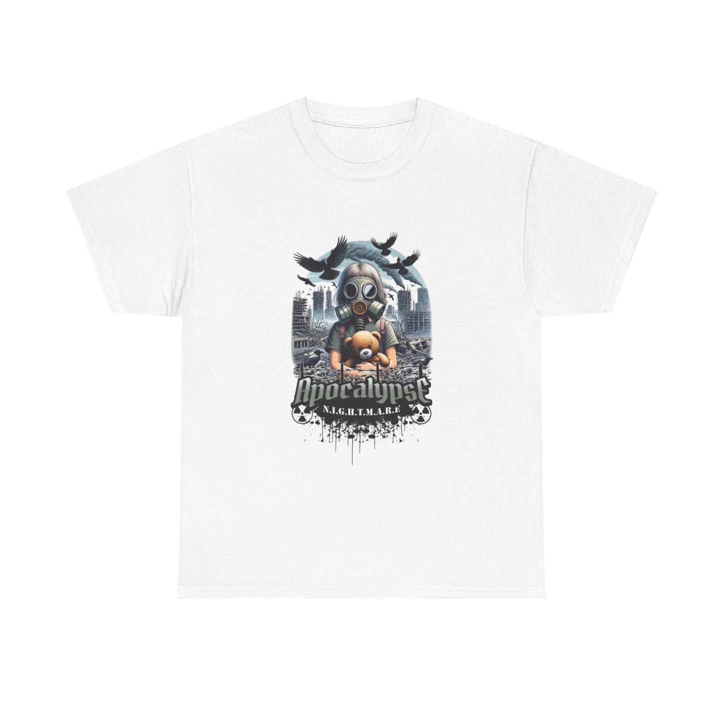 Apocalyptic-Themed Unisex Heavy Cotton Tee, Streetwear Shirt, Graphic Tee, Gift for Gamers, Casual Fashion, Unique Design