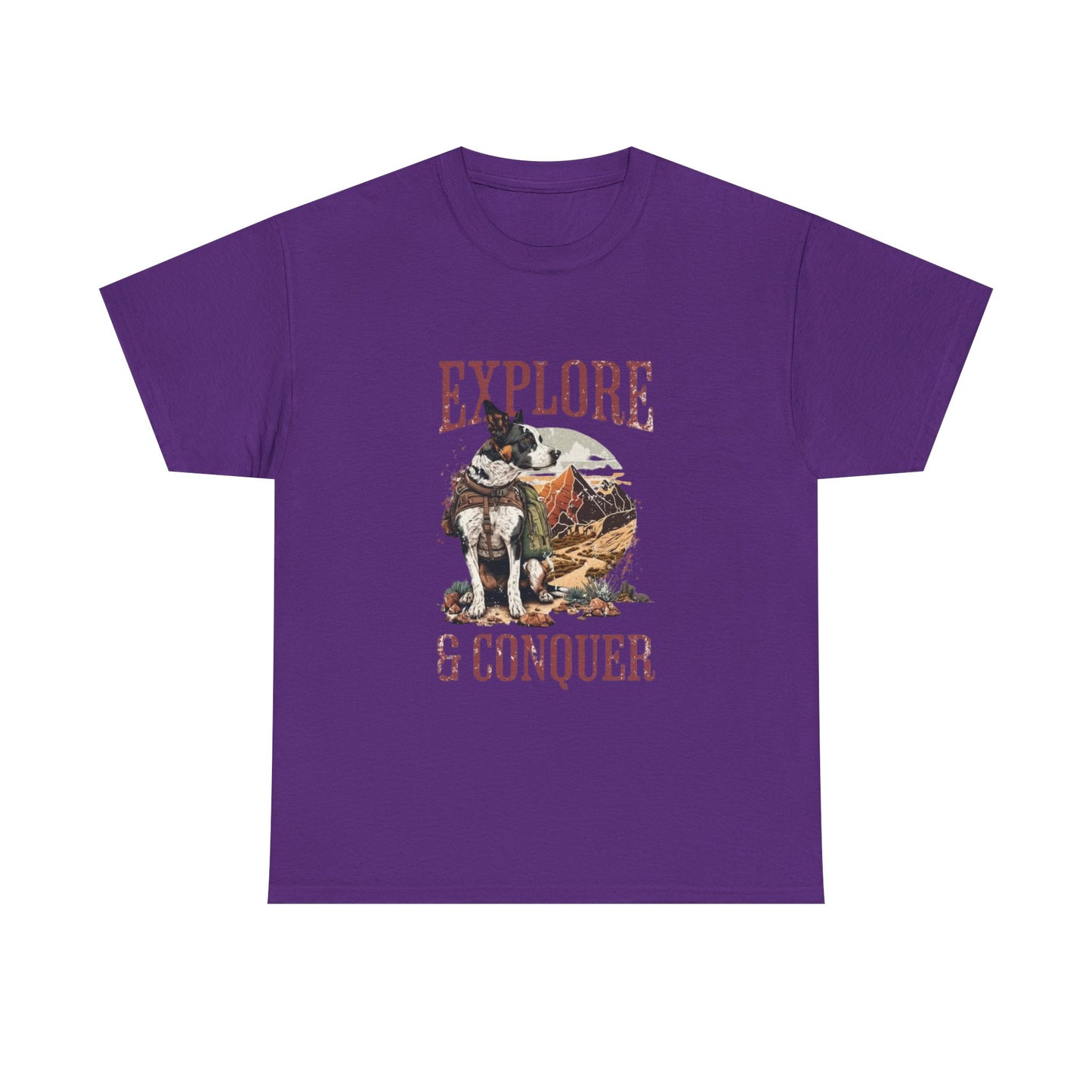 Adventure Inspired Unisex Heavy Cotton Tee, Explore & Conquer Shirt, Outdoor Lover Gift, Hiking Apparel, Casual Everyday Wear