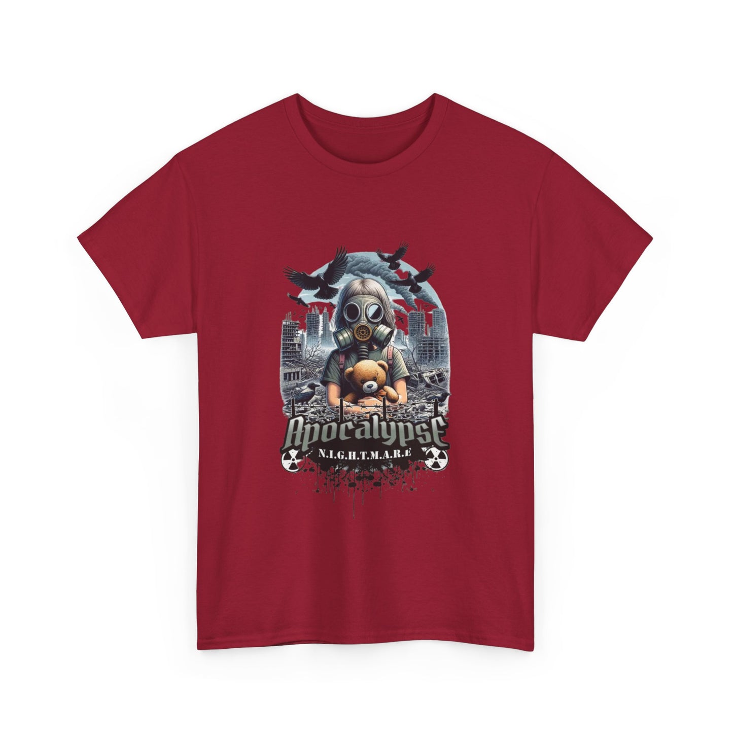 Apocalyptic-Themed Unisex Heavy Cotton Tee, Streetwear Shirt, Graphic Tee, Gift for Gamers, Casual Fashion, Unique Design