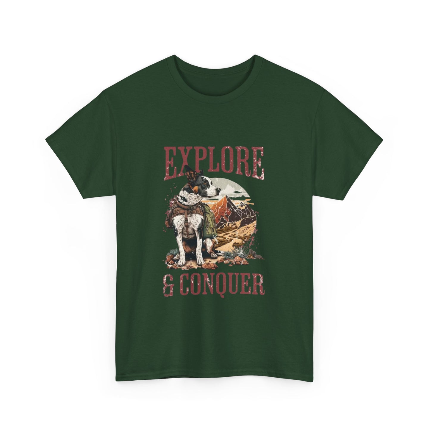 Adventure Inspired Unisex Heavy Cotton Tee, Explore & Conquer Shirt, Outdoor Lover Gift, Hiking Apparel, Casual Everyday Wear