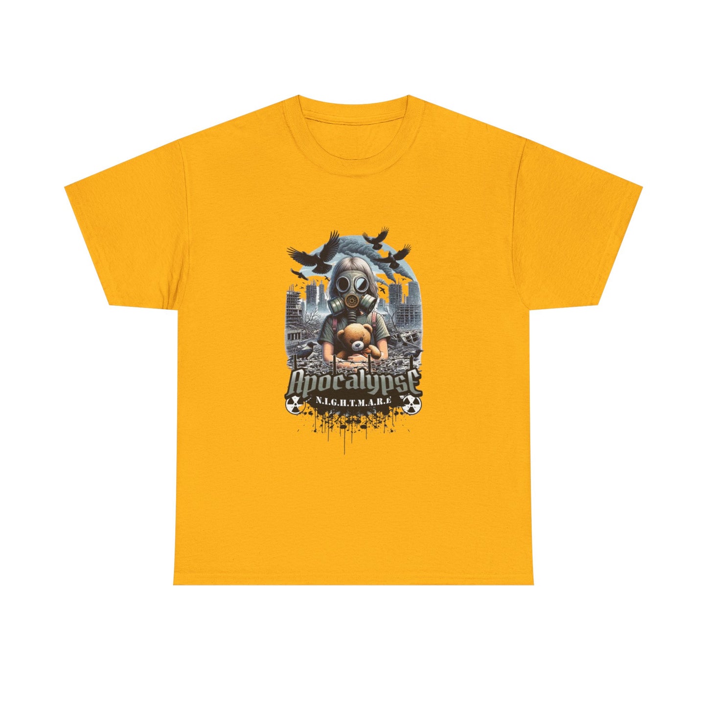 Apocalyptic-Themed Unisex Heavy Cotton Tee, Streetwear Shirt, Graphic Tee, Gift for Gamers, Casual Fashion, Unique Design