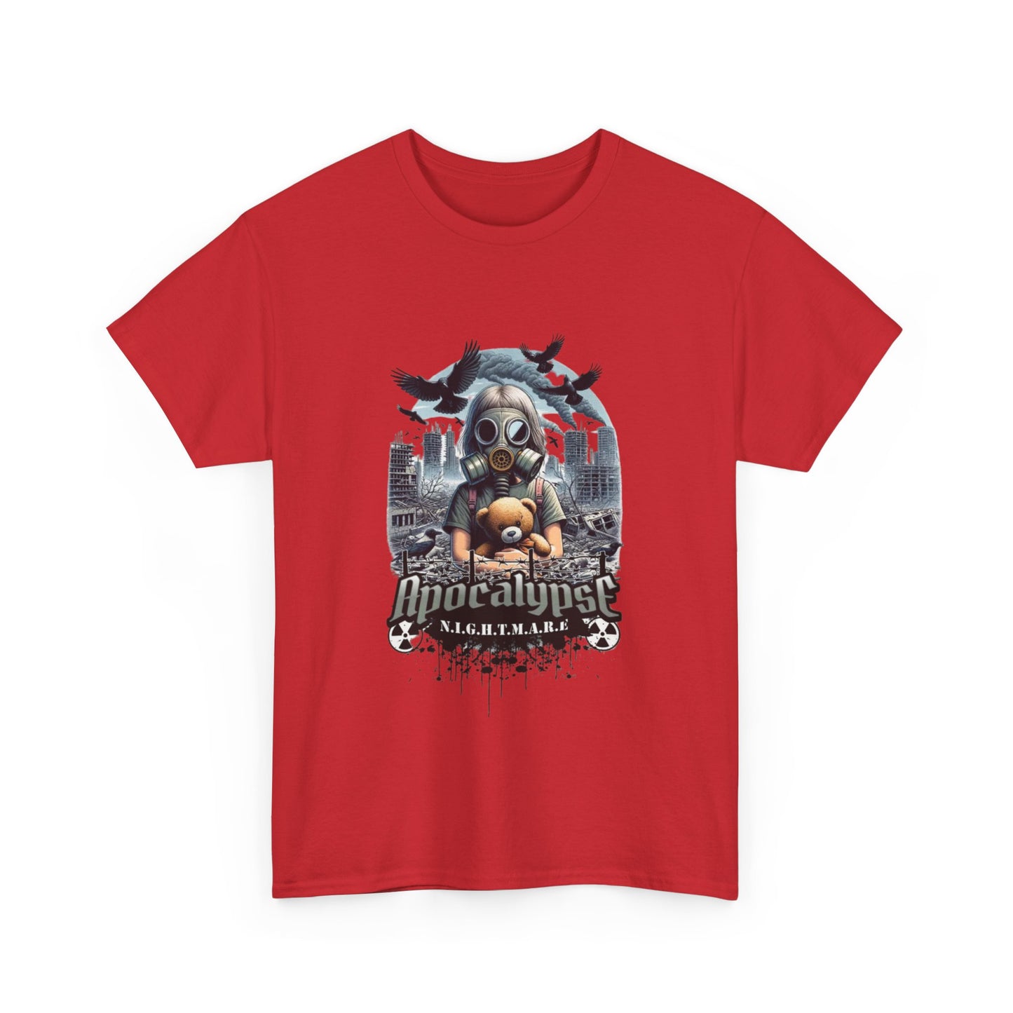 Apocalyptic-Themed Unisex Heavy Cotton Tee, Streetwear Shirt, Graphic Tee, Gift for Gamers, Casual Fashion, Unique Design