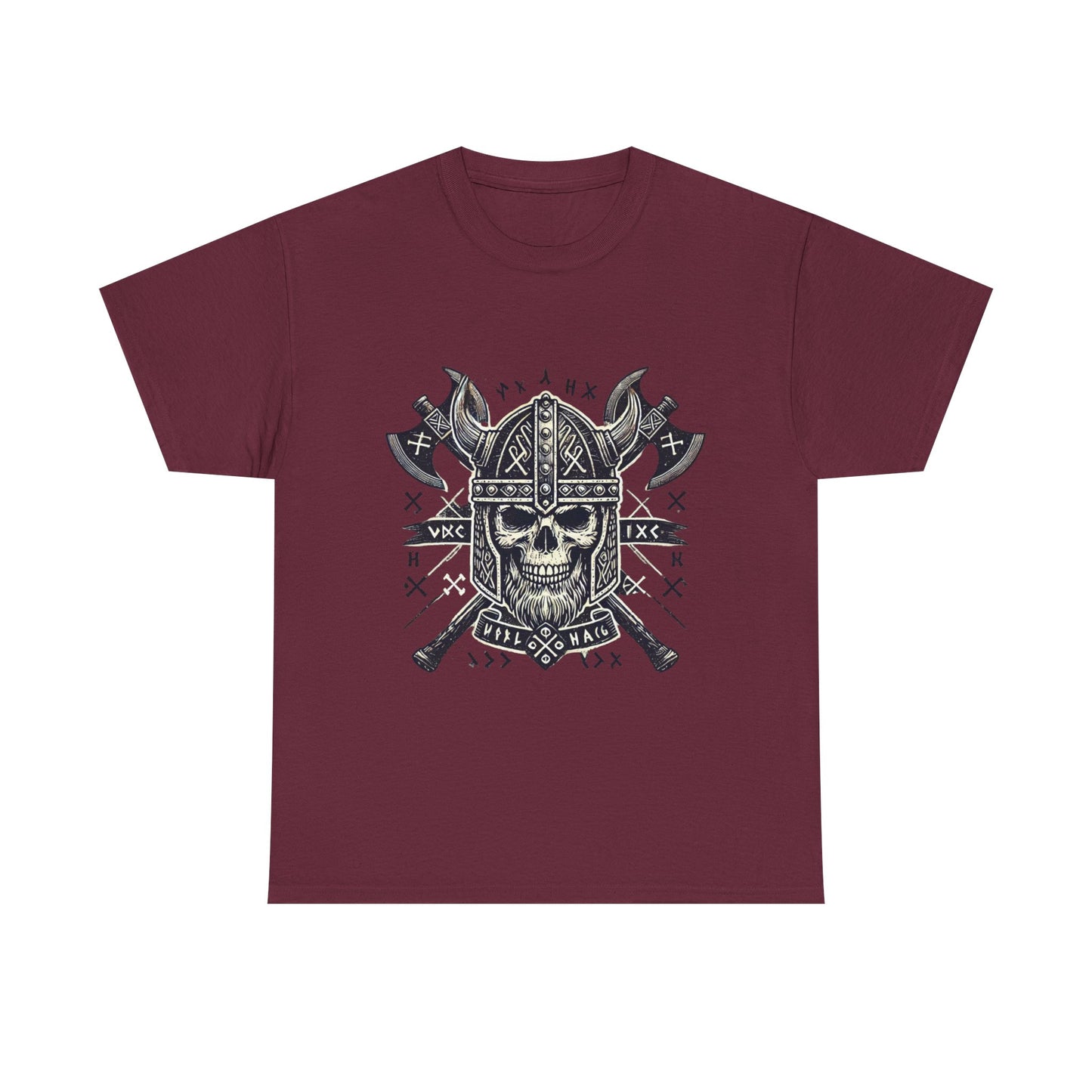 Bold Viking Skull Tee, Unisex Cotton Shirt, Norse Mythology Apparel, Heavyweight Graphic Tee, Perfect for Casual Wear