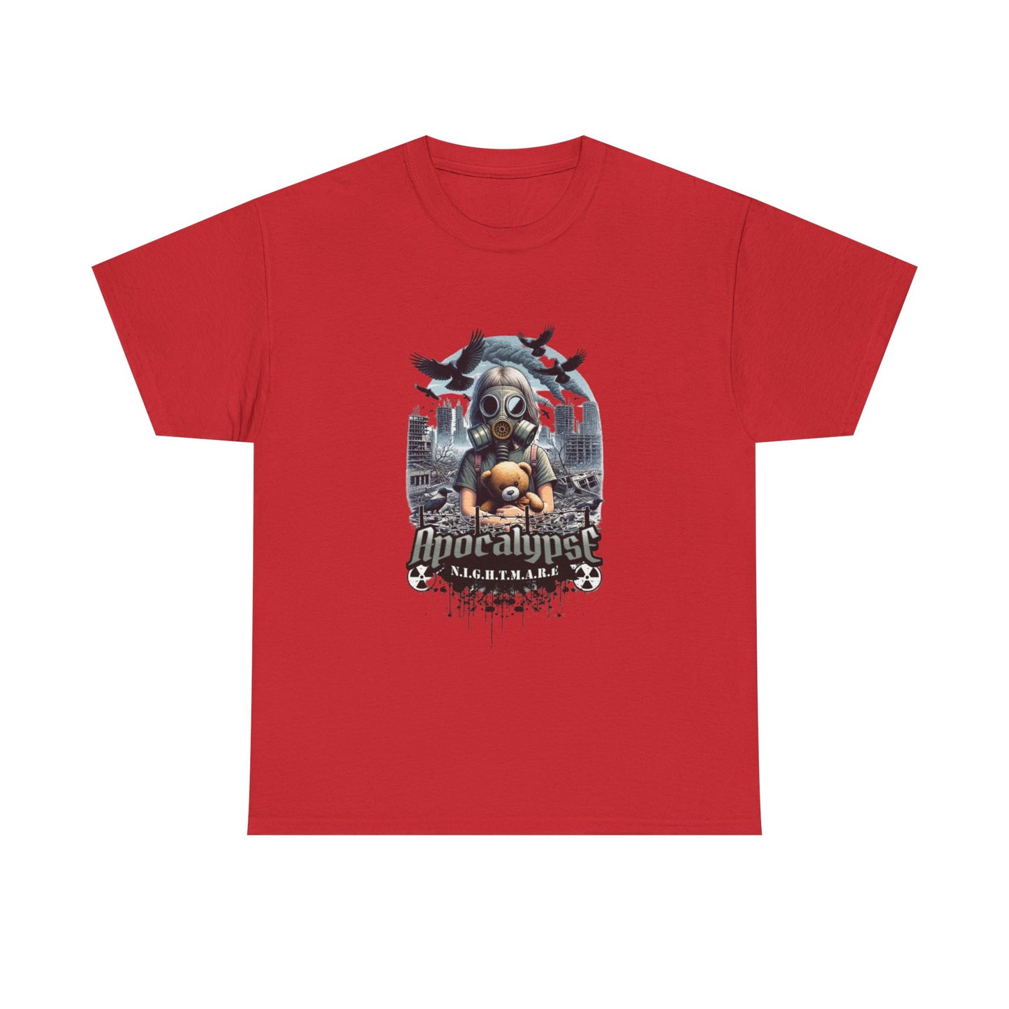 Apocalyptic-Themed Unisex Heavy Cotton Tee, Streetwear Shirt, Graphic Tee, Gift for Gamers, Casual Fashion, Unique Design