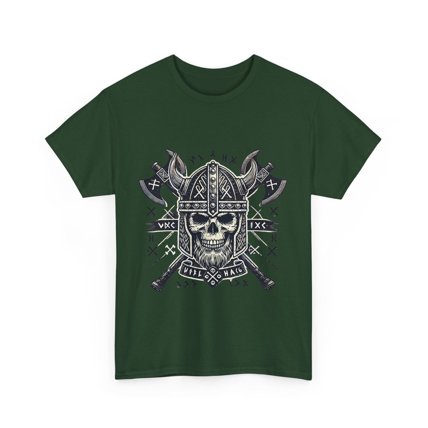 Bold Viking Skull Tee, Unisex Cotton Shirt, Norse Mythology Apparel, Heavyweight Graphic Tee, Perfect for Casual Wear