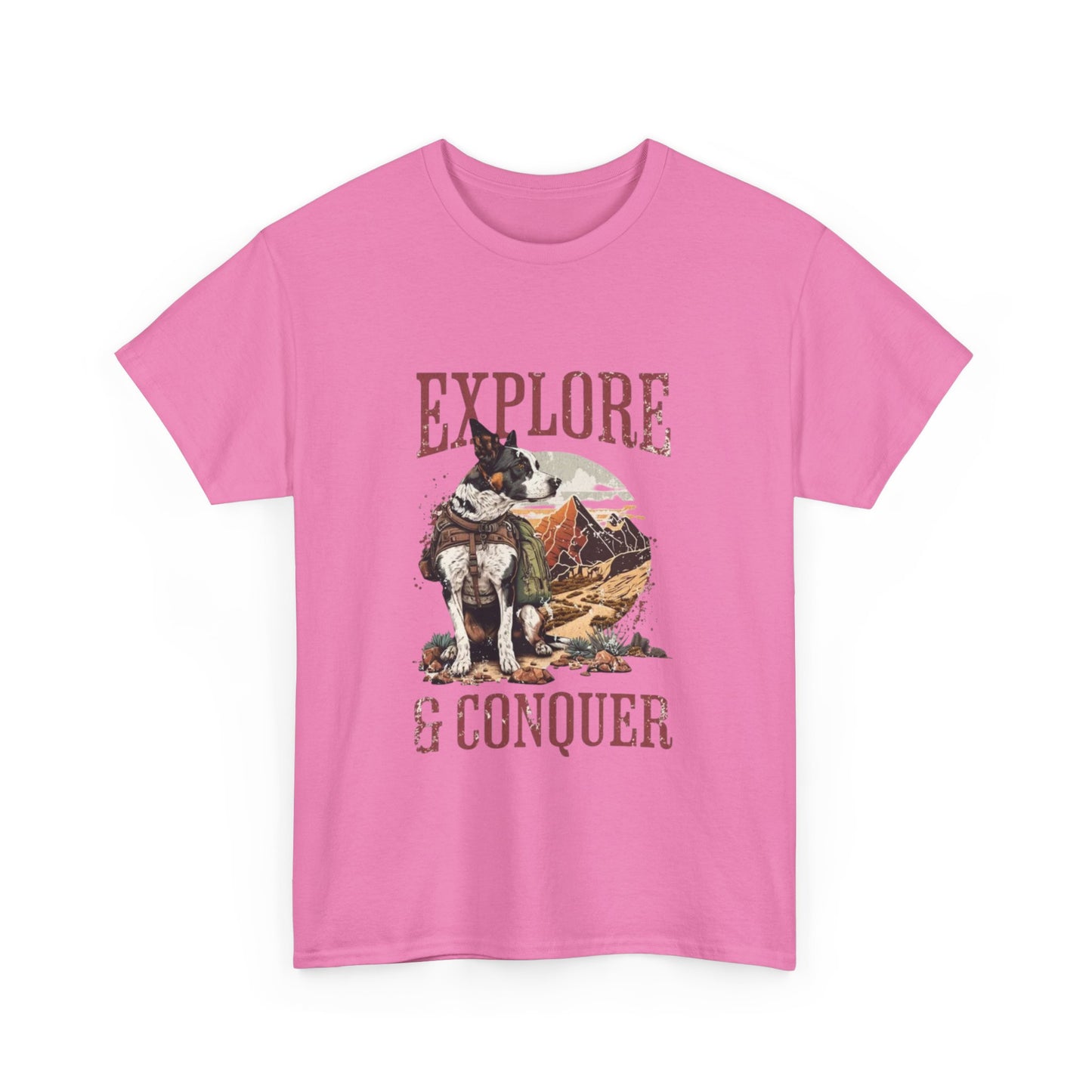 Adventure Inspired Unisex Heavy Cotton Tee, Explore & Conquer Shirt, Outdoor Lover Gift, Hiking Apparel, Casual Everyday Wear