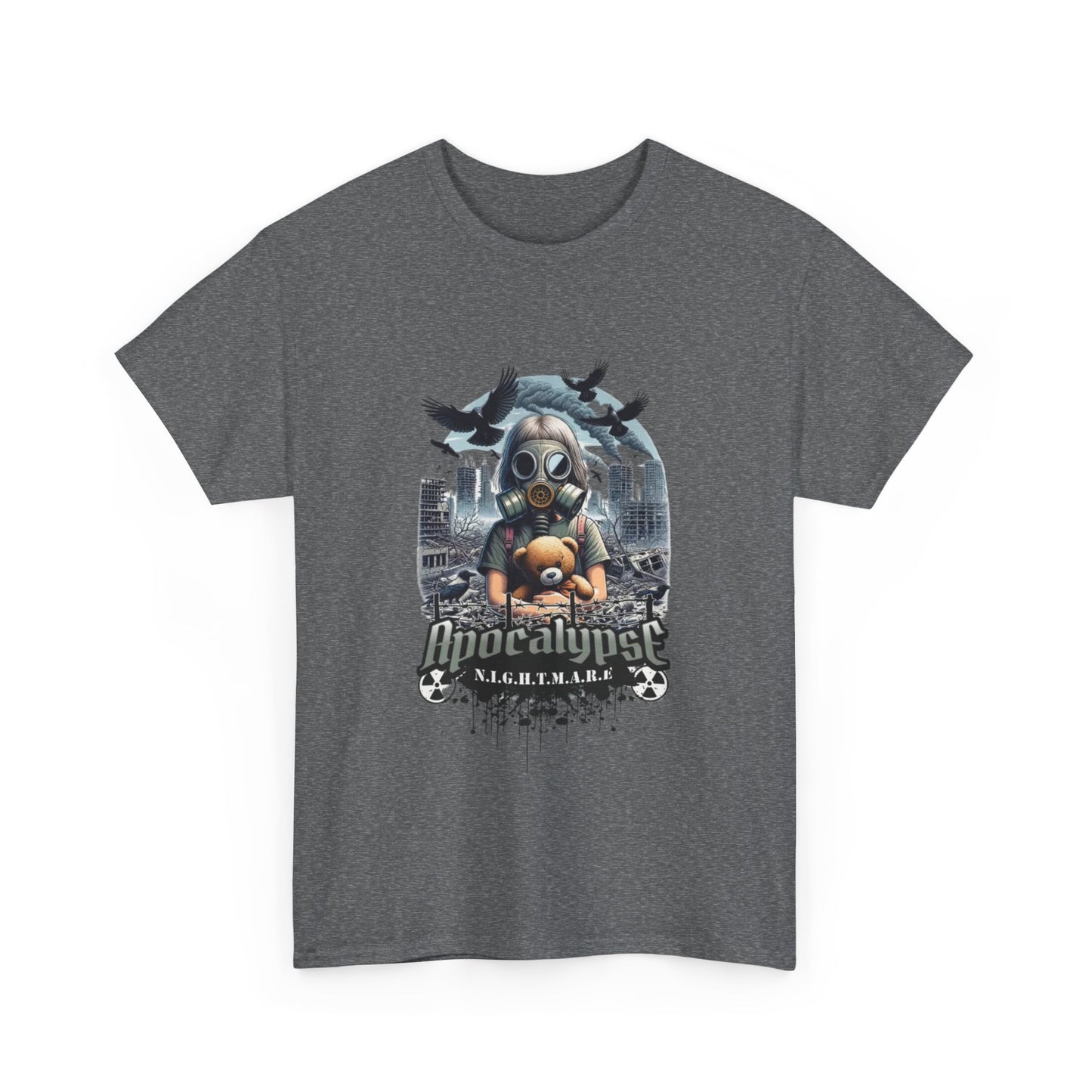 Apocalyptic-Themed Unisex Heavy Cotton Tee, Streetwear Shirt, Graphic Tee, Gift for Gamers, Casual Fashion, Unique Design