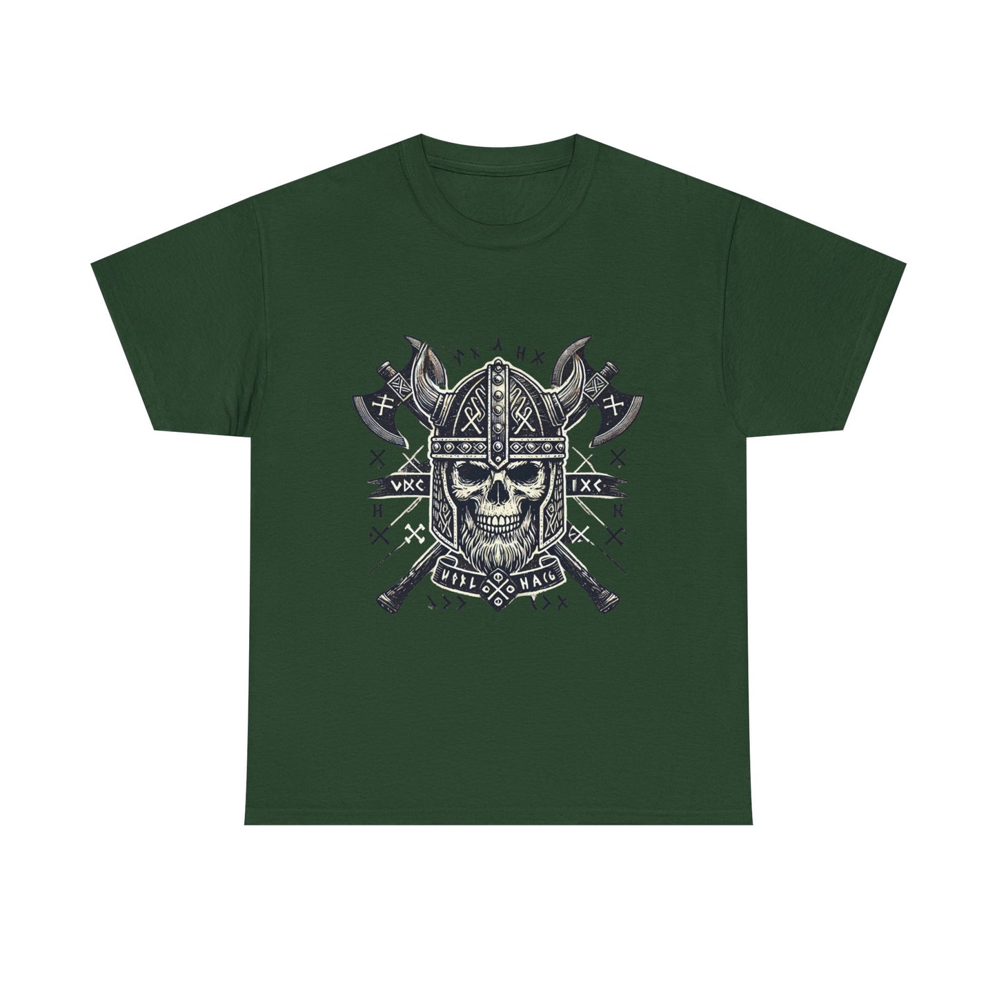 Bold Viking Skull Tee, Unisex Cotton Shirt, Norse Mythology Apparel, Heavyweight Graphic Tee, Perfect for Casual Wear