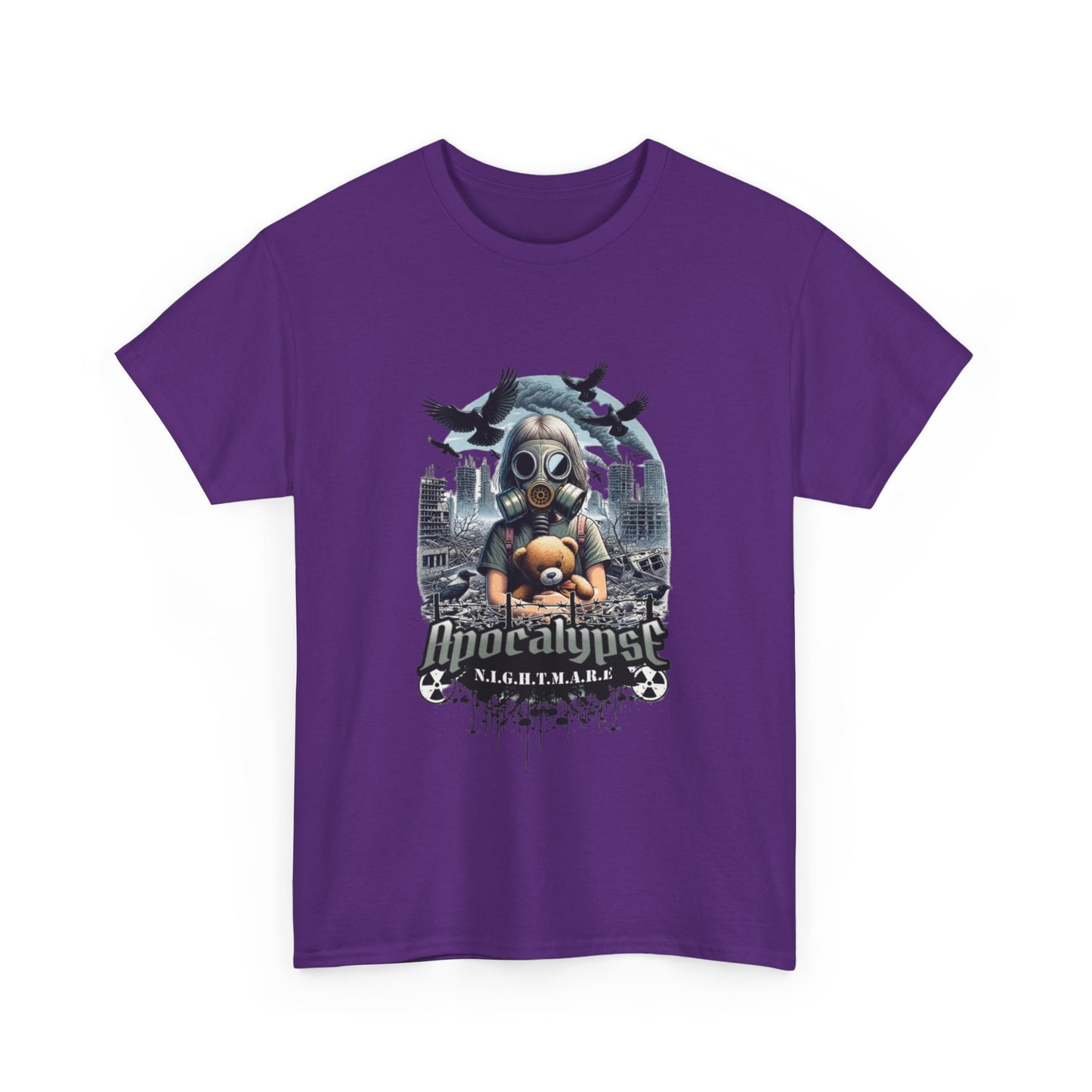 Apocalyptic-Themed Unisex Heavy Cotton Tee, Streetwear Shirt, Graphic Tee, Gift for Gamers, Casual Fashion, Unique Design