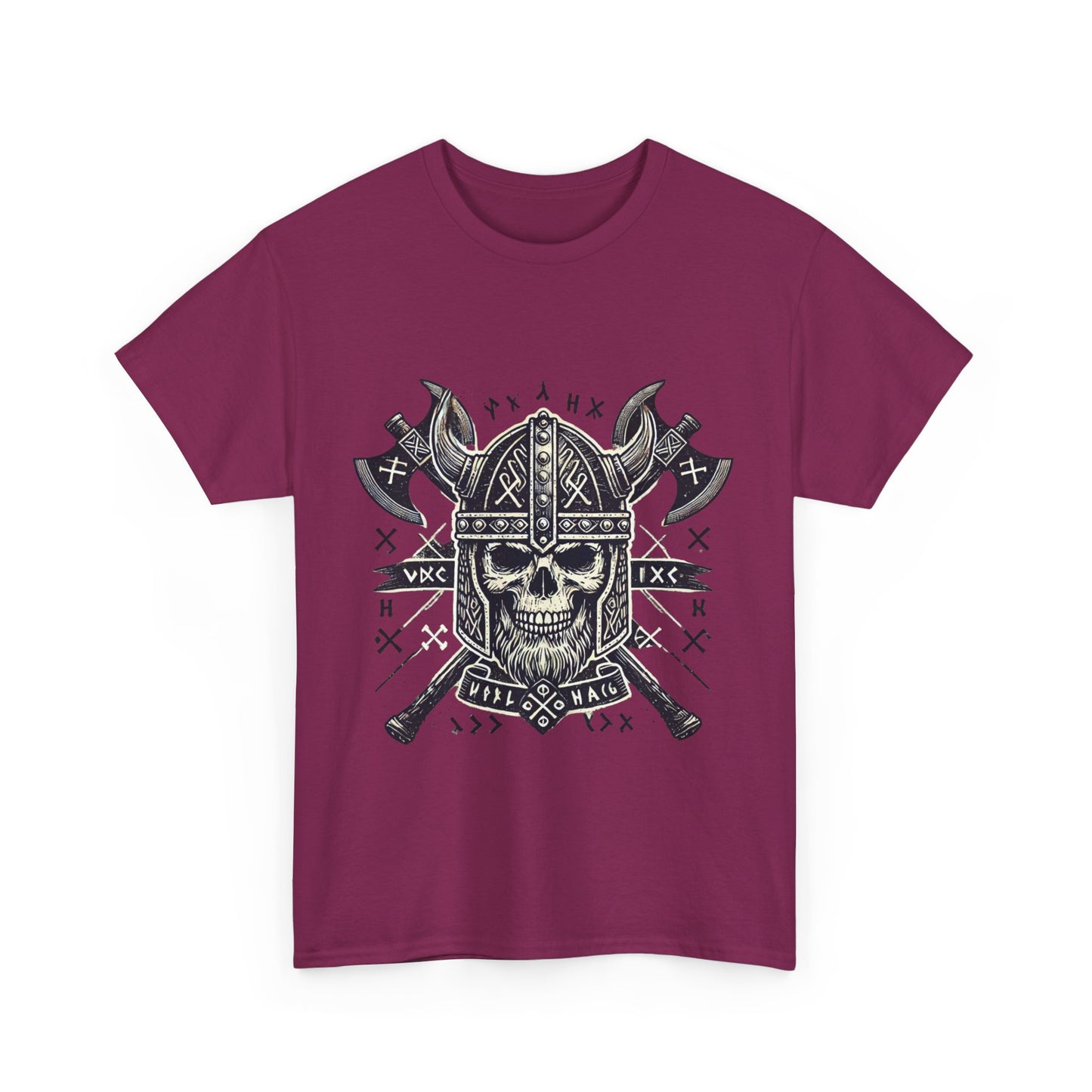Bold Viking Skull Tee, Unisex Cotton Shirt, Norse Mythology Apparel, Heavyweight Graphic Tee, Perfect for Casual Wear
