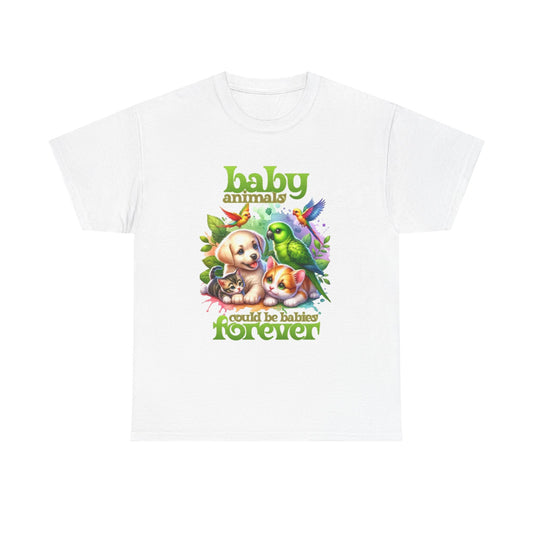 Baby Animals Forever Tee, Cute Animal Shirt, Pet Lover Gift, Animal Adoption Shirt, Unisex Cotton Tee, Animal Lover Apparel