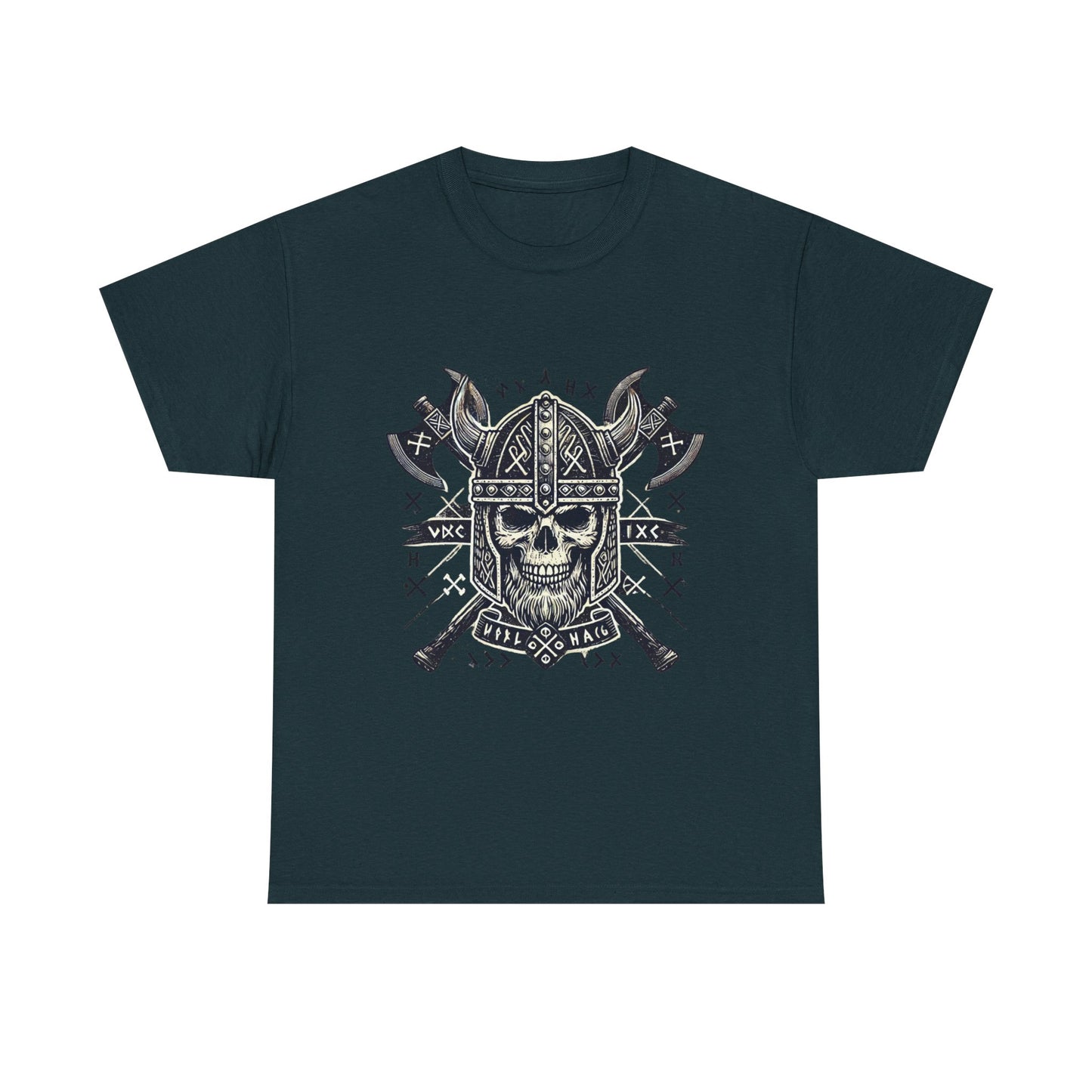 Bold Viking Skull Tee, Unisex Cotton Shirt, Norse Mythology Apparel, Heavyweight Graphic Tee, Perfect for Casual Wear