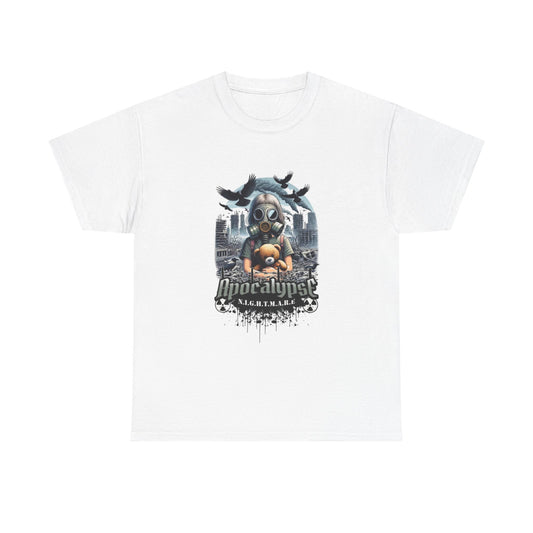 Apocalyptic-Themed Unisex Heavy Cotton Tee, Streetwear Shirt, Graphic Tee, Gift for Gamers, Casual Fashion, Unique Design